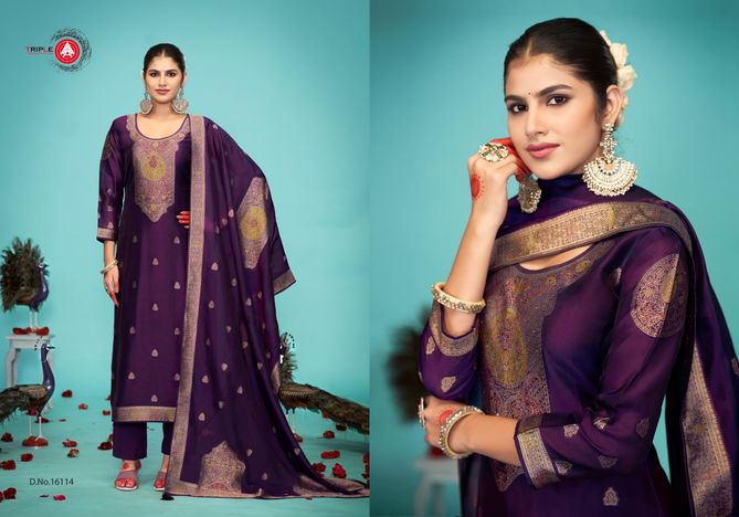 Saptrang Vol 2 By Triple Aaa Viscose Silk Jacquard Designer Dress Material Wholesale Online